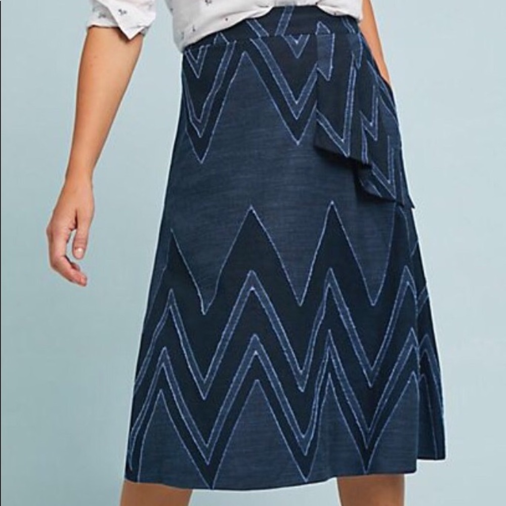 Textured Chevron Midi Skirt